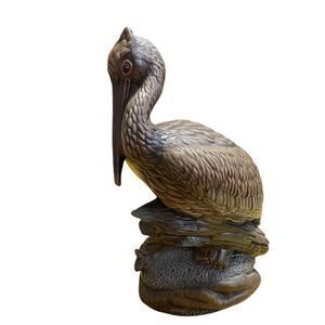 Ceramic 10” Pelican Ocean Statue Bird Decor Shore Bird Beachy Vintage